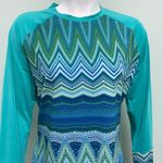 prAna  green geometric long sleeve mesh workout shirt size large Photo 1