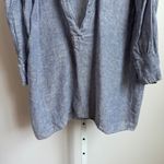 CP Shades  Womens Tunic Top Blue Long Sleeve 100%‎ Linen Medium Photo 2