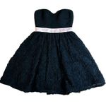 Adrianna Papell Adrianna Papel Evening Strapless Dress Rossette Tulle Black Party HOCO Size 2 Photo 0