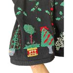 Vintage OHI Christmas Sweater Vest beaded Embroidery Size Small Black Photo 2