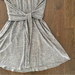 Rebecca Taylor Linen Jersey Tie-Waist Short Sleeve Sheath Dress Heather Grey S Photo 3