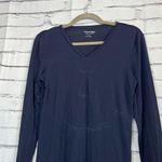 Calvin Klein  Navy V-Neck Longsleeve Stretch Top Relaxed Y2K Preppy M Blouse Photo 5