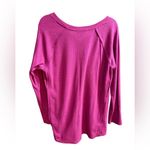 Wildfox  Magenta Pink Waffle Knit V-Neck Long Sleeve Top Cozy Casual Sz L Photo 1
