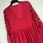 J Gee Babydoll Lace Crochet Tunic Mini Dress Sz Large Red Bell Sleeve Flowy Photo 12