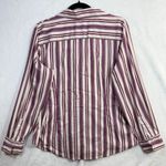 Chico's  2M Bordeaux Striped Purple Buttoned Top Stretch Preppy Office Work Brunch Photo 3