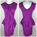 Nanette Lepore  Purple Wool Leather Trim Dress Photo 1