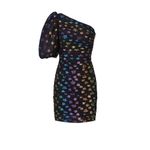 Shoshanna  Ronnie Starry Night Black Rainbow Metallic Star One Shoulder Dress  6 Photo 5
