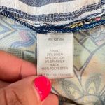 John Mark blue white stripe bell sleeve colorful print back blouse size small Photo 8