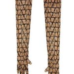 Valentino Garavani Toile Iconographe Long Sleeved Gloves in Beige Nero 6 New Photo 0