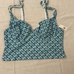 Old Navy Tie Shoulder Underwire Tankini Swim Top Size XXL NWT in Batik Blue Photo 2