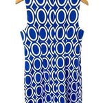Alyx 60's Style Sheath Dress Size 12 Blue White Sleeveless Knee Length Geometric Photo 2