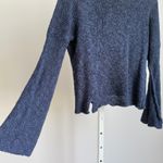 SKIF Handknit collar Sweater Open Knit Bell Sleeves Lagenlook Pullover One Size Blue Size undefined Photo 4