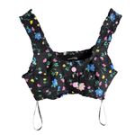For Love & Lemons Robin Black Floral Print Square Neck Crop Top Size Medium Photo 2
