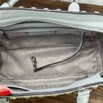 Michael Kors New Selma Stud Top Zip Medium Satchel Dusty Blue Saffiano Leather Photo 6