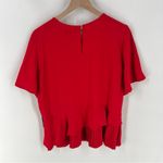 Black Label by C'est Toi Red Layered Pleated Hem Short Flare Sleeve Blouse Size 1X Photo 1