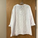 Maggie Barnes NWT  White Button-Up Shirt with Subtle Pattern Photo 1