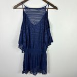 Becca Cover Up Dress Women Cold Shoulder Navy Crochet Boho Beach Festival XS Blue Photo 1