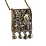 Vintage Egyptian Revival Pendant Necklace Silver Photo 4
