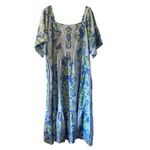 Michelle McDowell Maxi Dress Women XXL Blue Green Ikat Print Square Neck Tiered Photo 1