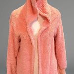 Women's Pink Fuzzy Hooded Cardigan Sweater Size S Photo 0