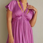 Anthropologie  lilac purple satin-like cut out mini dress Photo 0