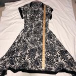 Pell & Co Black White Floral Shirtdress Size 2 Cotton Shark Bite Scarf Hem Photo 5