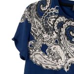 Just Cavalli  Womens Top Medium Blue Paisley Tee Cotton Photo 1