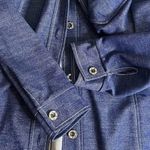 BODIN KNITS Blue Shirt Jacket 70s Spread Collar Polyester Shacket Overshirt Photo 8