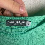 Earthbound Size Large Smocked Dress Green Gauze Embroidered Hippie Boho Tie Dye Photo 2