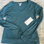Athleta NWT Sunrise V Neck Sweatshirt pullover Long Sleeve Teal Size Small Photo 0