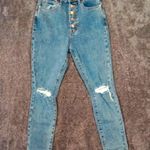 We Wore What  High Rise Blue Jeans Danielle Exposed Button Womens 25 Photo 0