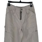 PaperMoon  Womens Flat Front High-Rise Straight Leg Cargo Pants‎ Gray Sheen Small Photo 1