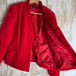 Spense Blazer Suit Coat Pleated RUFFLE Floral ROSETTE RED Felt Jacket Size L Size L Photo 3