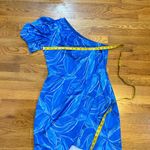 Adelyn Rae  Women’s Medium Blue Floral Tropical Sonia One Shoulder Dress Vaca Photo 1