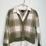 Rachel Zoe Green and Brown Plaid Cardigan Photo 0