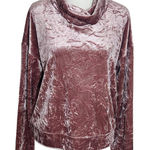 Andrew Marc  Pink Crushed Velvet Cowl Neck Activewear Pullover NWT Size Small Photo 0