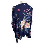 Angie  Kimono Womens S Boho Floral Print Open Cardigan Drape Dolman Navy Blue Photo 4