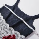 Sara Campbell Black Shimmer Jacquard Sheath Dress w/ White Lace Waistband Size 6 Photo 4