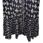 Free People  Hearts Desire Black Ivory Print Square Neck Ruffle Hem‎ Mini Dress S Photo 5