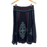 Saint Tropez West  Womens‎ Embroidered Lined Linen Blend Flare Skirt Black Size 8 Photo 3