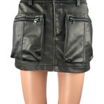 ZARA Women's Black Faux Vegan Leather High Waist Pockets Mini Cargo Skirt Sz XS Photo 0