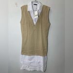 ZARA  CONTRASTING SHIRT DRESS - CAMEL/WHITE SZ M NWT Photo 1