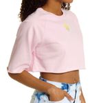 BP New  Flower Embroidered Short Sleeve Cropped Sweatshirt Pink Photo 1
