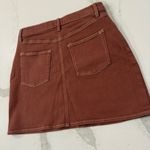 Wilfred Free by Aritzia High Waisted Denim Date Night Mini Skirt Women’s 4 Brown Photo 4