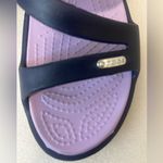 Crocs Women's Sandals with Black Straps and Lavender Footbed Photo 9