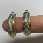 Women’s Signed Sarah Coventry Gold Tone Rhinestone Hoop Earrings Clip On Photo 6