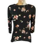 Wishful park  Blouse Size Small Black Floral Print Photo 2