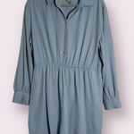 ZARA Light Blue Long Sleeve Button Up Collared Dress Large Photo 0
