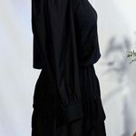 Nation Ltd Tenley Black Puff Sleeve Asymmetrical Ruffle Tiered Mini Dress~S🧡 Photo 5