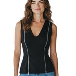 ZARA  Black Sleeveless Zipper Peplum Top V Neck Fitted Zip Detail Size Large Photo 0